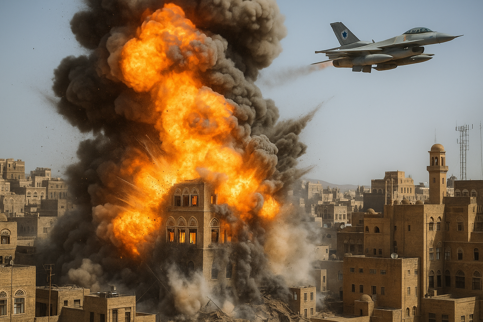 यमन पर इजरायल का सबसे बड़ा हमला, हूती प्रधानमंत्री और मंत्री मंडल पर तबाही