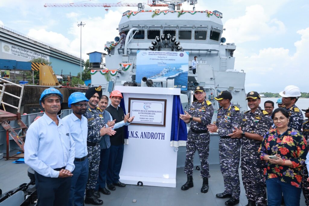 GRSE Strengthens Indian Navy’s Anti-Submarine Warfare, Delivers Second Shallow Water Craft ‘Androth’