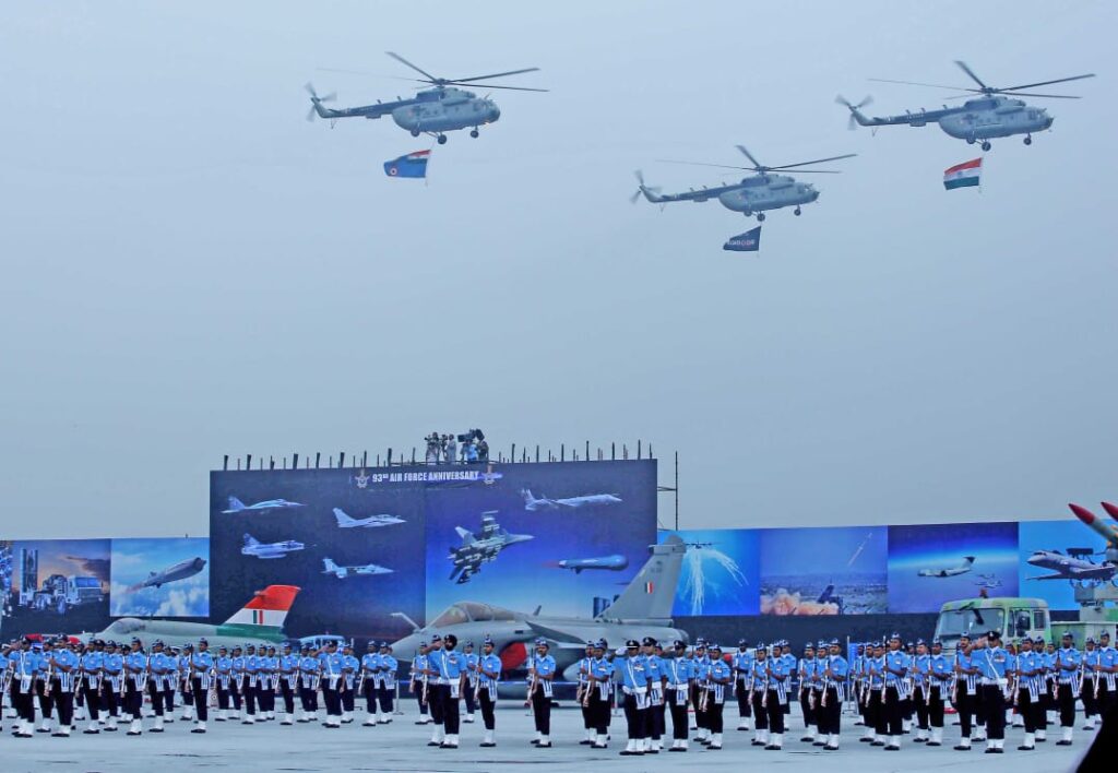 The 93rd Anniversary of the Indian Air Force was commemorated at Air Force Station Hindan on 08 Oct 2025 with a grand parade, reviewed by Chief of the Air Staff, Air Chief Marshal AP Singh