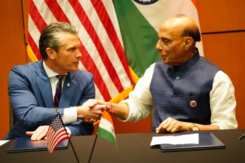 Raksha Mantri Shri Rajnath Singh met with US Secretary of War Mr Pete Hegseth on the sidelines of 12th #ASEAN Defence Ministers’ Meeting - Plus (ADMM-Plus) in Kuala Lumpur, #Malaysia on October 31, 2025. 