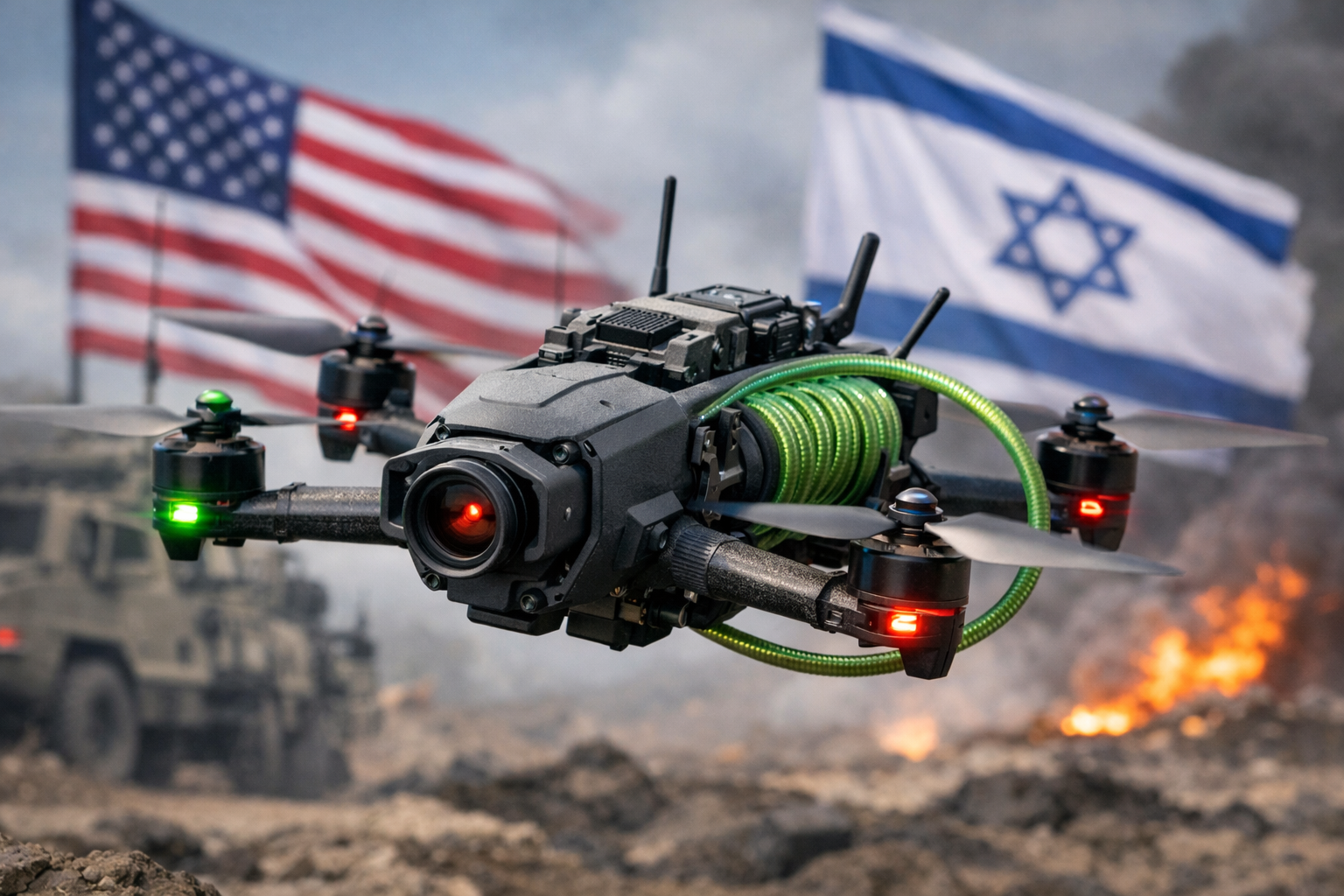 अमेरिका और इज़रायल की साझेदारी से विकसित Archer Fiber फाइबर-ऑप्टिक FPV ड्रोन, जिसे भारी इलेक्ट्रॉनिक वॉरफेयर वाले युद्धक्षेत्रों के लिए डिजाइन किया गया है।