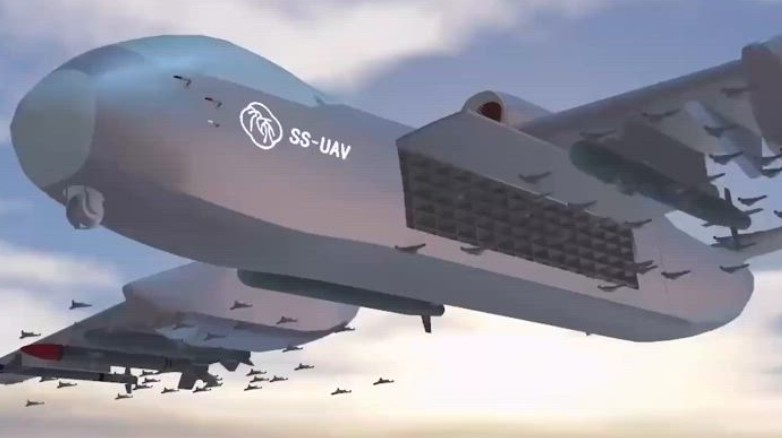 चीन का हाई-फ्लाइंग ड्रोन मदरशिप Jiutian, जो हवा में उड़ते हुए दर्जनों छोटे स्वार्म ड्रोन लॉन्च करने की क्षमता रखता है।