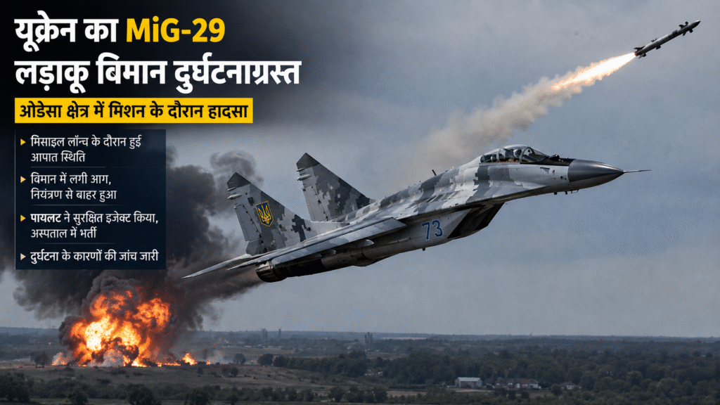 Ukraine का MiG-29 लड़ाकू विमान ओडेसा में दुर्घटनाग्रस्त, मिसाइल लॉन्च के दौरान हुआ हादसा