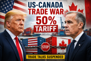 US-Canada Trade War: 50% टैरिफ के बाद Canada ने US से व्यापार वार्ता निलंबित की