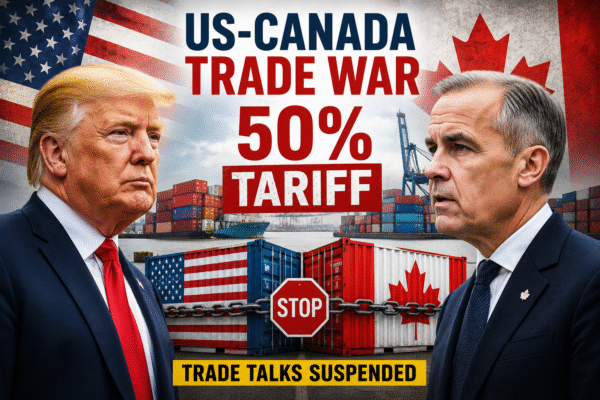 US-Canada Trade War: 50% टैरिफ के बाद Canada ने US से व्यापार वार्ता निलंबित की
