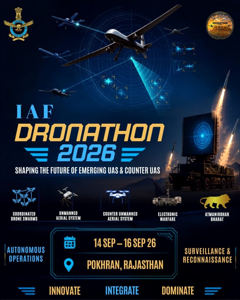 पोखरण में 14 सितंबर से होगा IAF Dronathon-2026, ड्रोन और काउंटर-ड्रोन तकनीकों का होगा प्रदर्शन